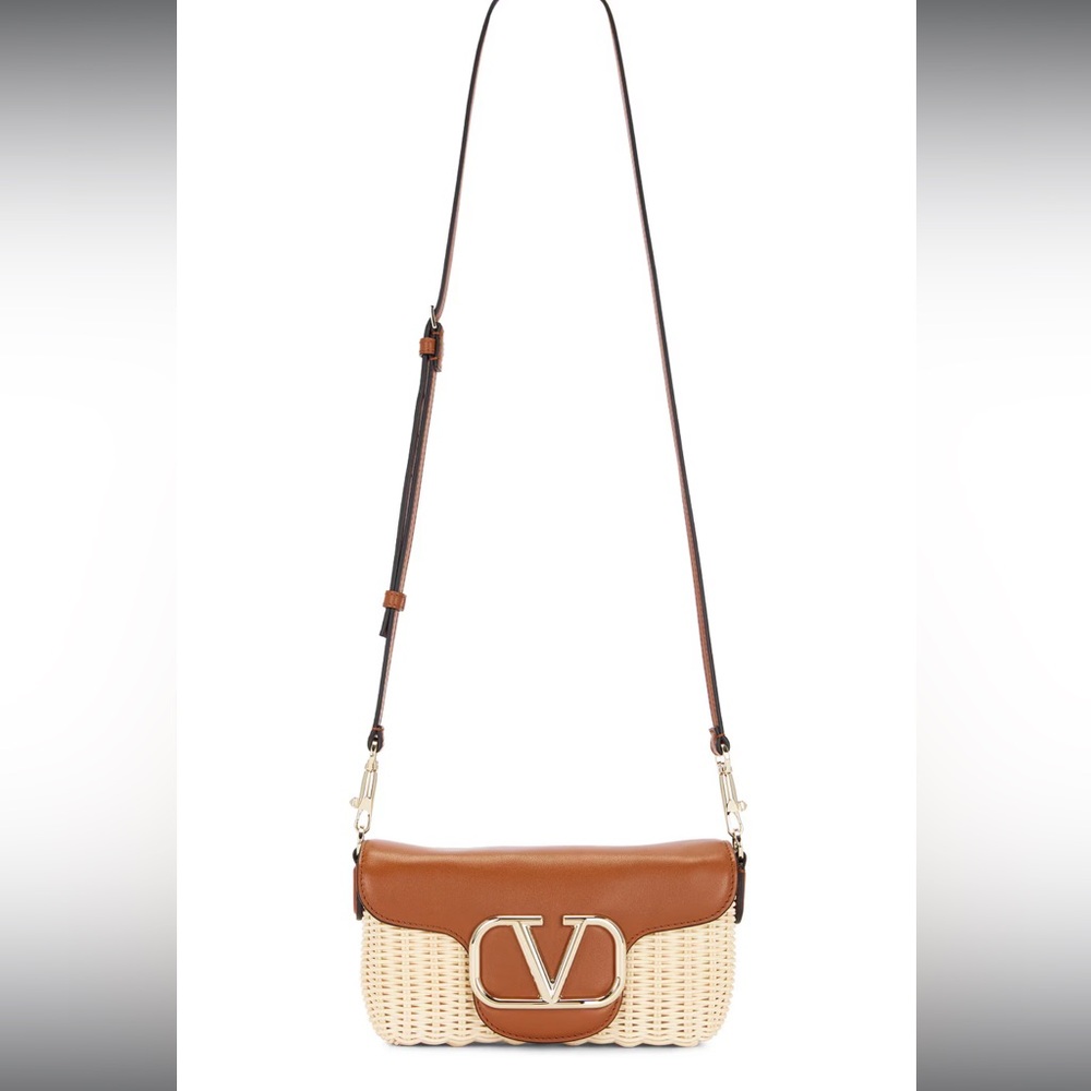 VALENTINO GARAVANI
Logo embellished leather-trimmed raffia shoulder bag - Picture 4 of 8